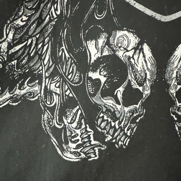 Harley Davidson Black~ Shirt~Button Front~ Cut Off Sleeves~Frayed~ Size X-Large - Picture 3 of 9